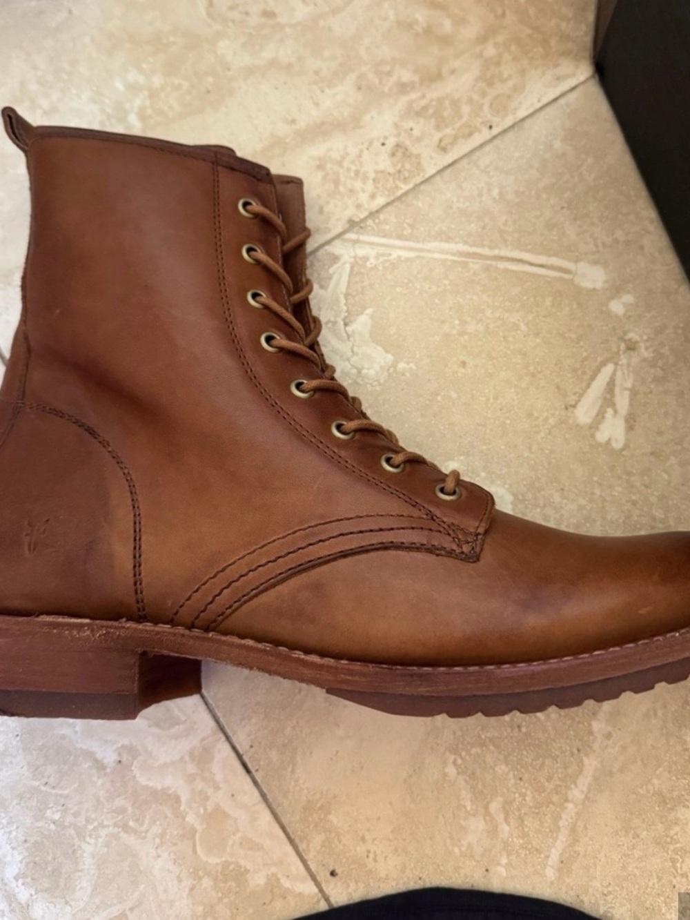 Frye Rustic Brown Leather Women's Combat Boots